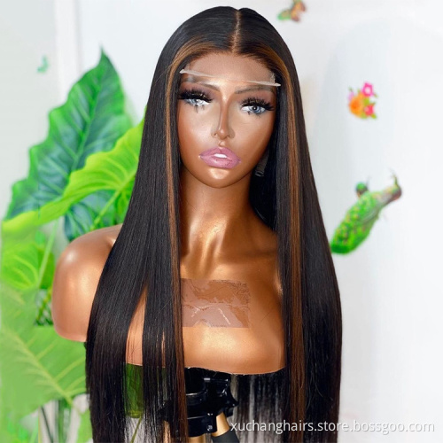 Highlight lace front wigs for black women frontal lace wig 100 virgin human hair transparent lace Peruvian hair wigs